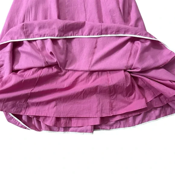 Avec Les Filles Contrast Edge Fit & Flare Midi Linen Blend Dress Size 10 - Picture 11 of 12